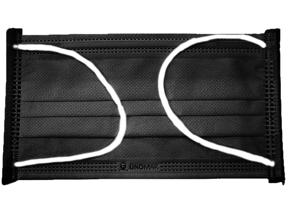 UNOMAK GNL-99 3 Ply Surgical Face Mask with Non Woven Fabric (Black) (White Loops)