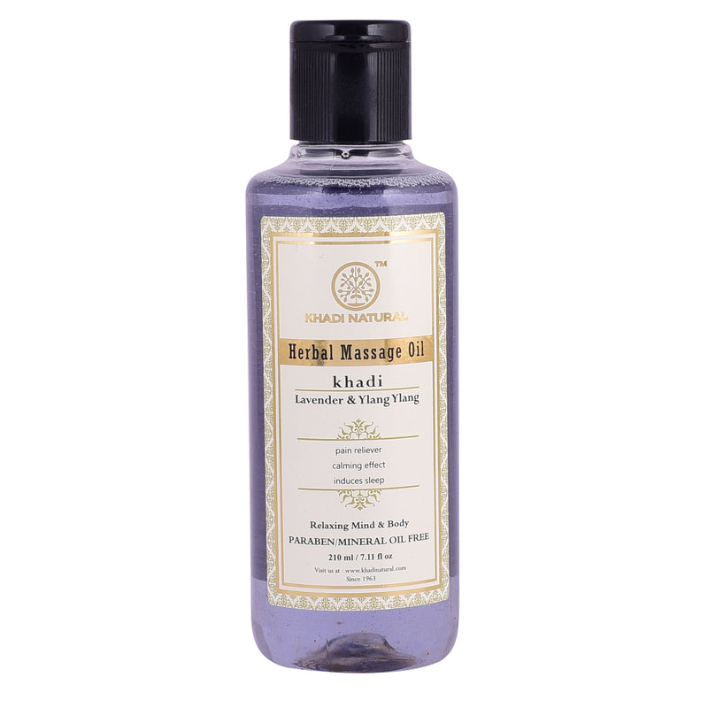 Khadi Ayurvedic Lavender & Ylang Ylang Massage Oil Paraben Mineral Oil Free 210ml - UNORMART