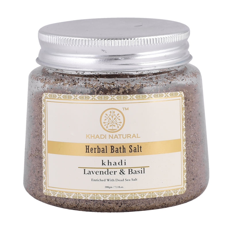 Khadi Ayurvedic Lavender Basil Bath Salt 200 gm - UNORMART