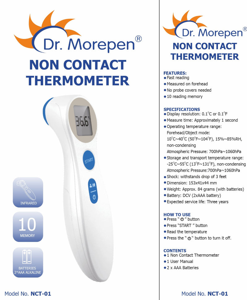 Dr. Morepen NCT-01 Non-Contact Thermometer with 2 years Warranty - UNORMART