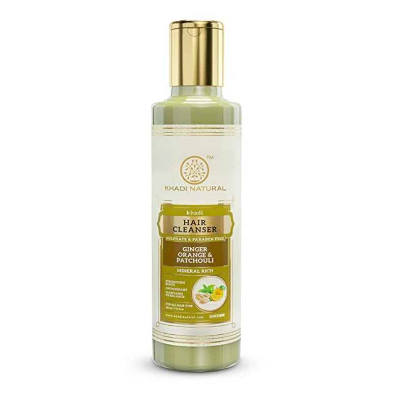 Khadi Ayurvedic Ginger Orange & Patchouli Cleanser/Shampoo Sulphate Paraben Free 210ml - UNORMART