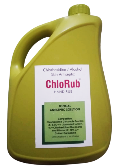 ChloRub Hand Sanitizer (CDSCO Approved) Chlorhexidine/Isopropanol Alchohol IP 70% (5 Litre) - UNORMART