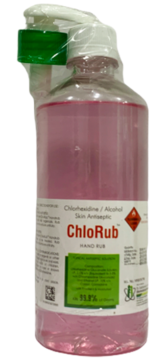 ChloRub Hand Sanitizer (CDSCO Approved) Chlorhexidine/Isopropanol Alchohol IP 70% - UNORMART