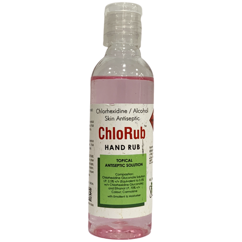 Chlorub Hand Sanitizer 100ml  Chlorhexidine/Isopropanol Alchohol IP 70% (CDSCO Approved) - UNORMART