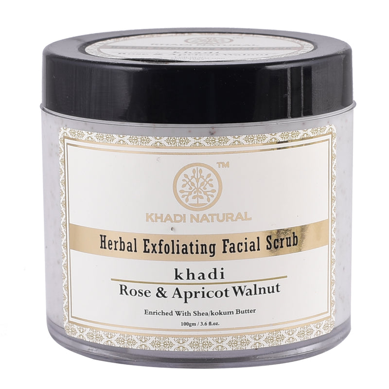 Khadi Ayurvedic Rose Apricot & Walnut Scrub 100gm - UNORMART